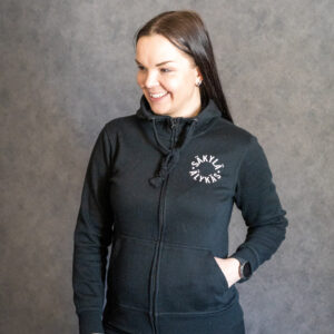 Säkylä vetoketjuhuppari pyöreällä logolla naisten malli